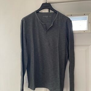 John Varvatos Henley long sleeve shirt MENS LARGE NEW NWT cement gray